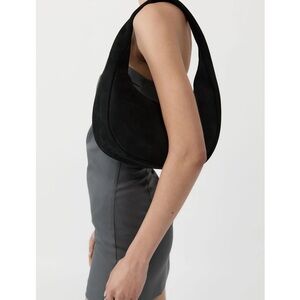 St. Agni Black Suede Oval Shoulder Bag